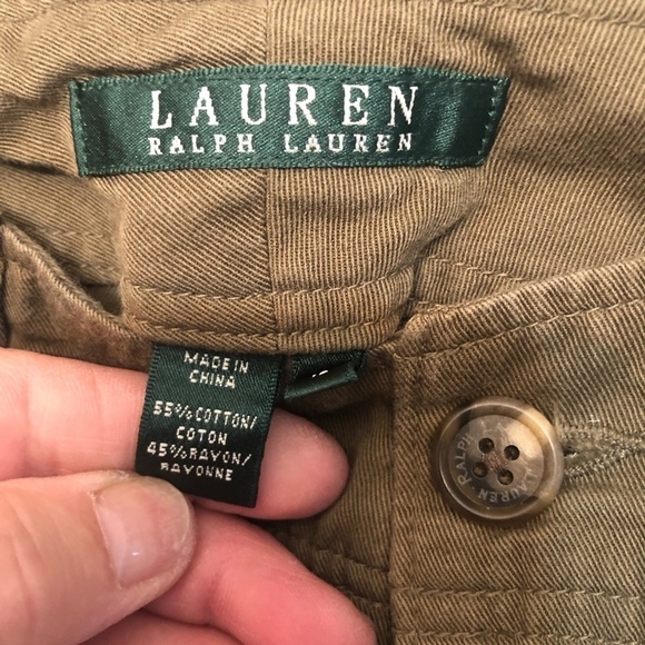 Lauren Ralph Lauren size 12 green cropped cargo pants ties at hem - Picture 14 of 16